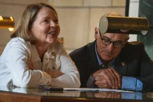  State Sens. Jane Raybould of Lincoln and Tony Sorrentino of the Elkhorn area. May 22, 2025. (Zach Wendling/Nebraska Examiner)