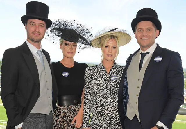 David M. Benett/Dave Benett/Getty Channing Millerd, Lady Eliza Spencer, Lady Amelia Spencer and Greg Mallett attend Royal Ascot in June 2022
