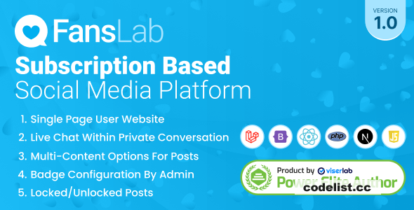 FansLab v1.0 - Subscription Based Social Media Platform - nulled