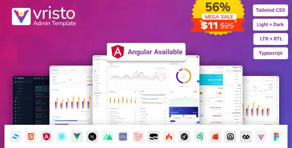 Vristo v1.1.4 - Tailwind Admin Template HTML, Angular, React, NextJS, Vue, NuxtJS, Laravel, Node