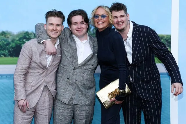 VALERIE MACON/AFP via Getty  Sharon Stone and her sons