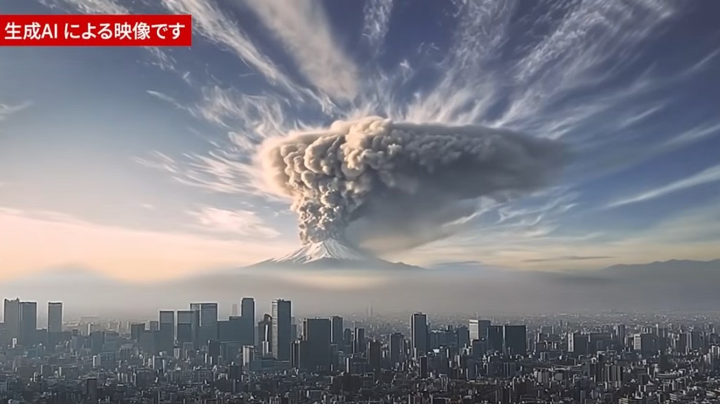 富士山若爆發會怎樣？東京推AI模擬影片　火山灰覆蓋首都列車停駛