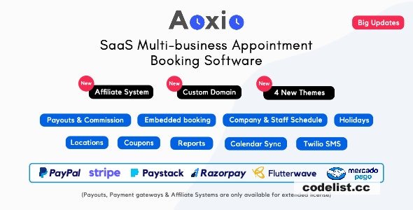 Aoxio v2.2 - SaaS Multi-Business Service Booking Software - nulled