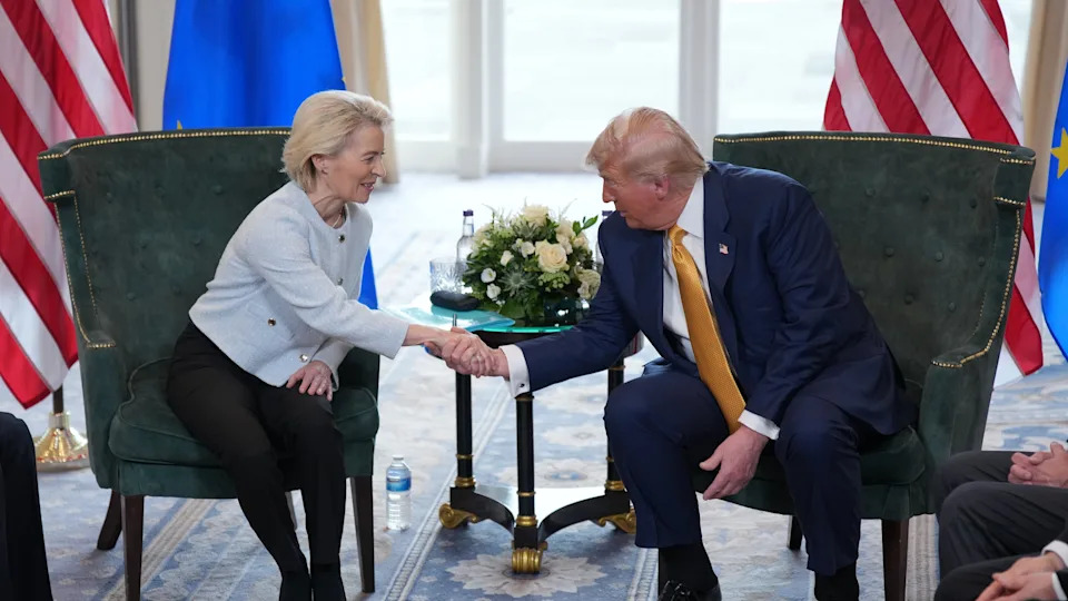 Donald Trump on Sunday announced a trade deal with the EU. / Andrew Harnik / Getty Images