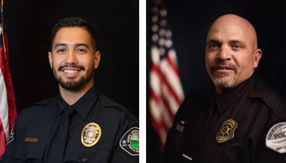  Tremonton-Garland police officer Eric Estrada and Sgt. Lee Sorensen. (Courtesy of Utah Department of Public Safety)