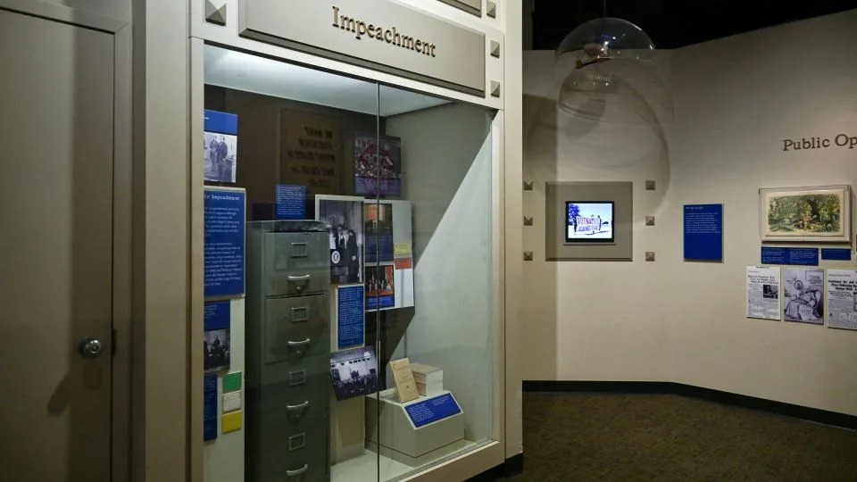 The Impeachment exhibit in the "Limits of Presidential Power" section within "The American Presidency: A Glorious Burden" exhibition inside the Smithsonian's National Museum of American History, after the museum removed explicit reference to President Donald Trump. - Annabelle Gordon/Reuters