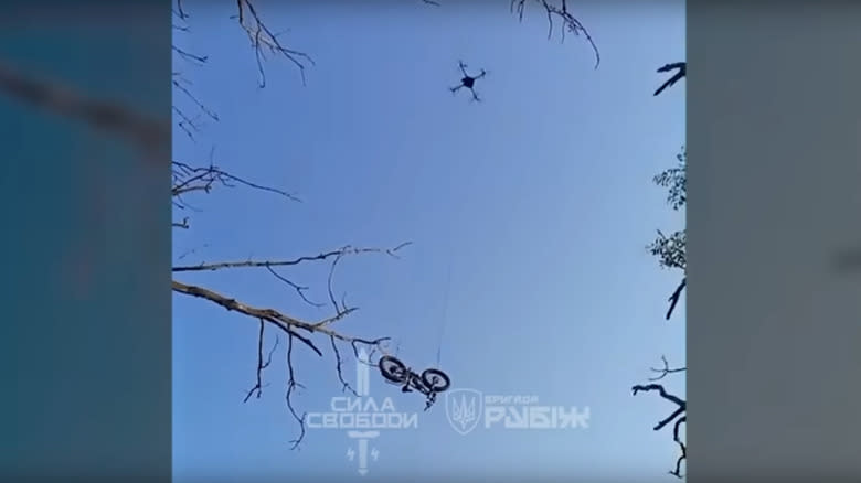 Ukrainian Drone Delivers Emergency E-Bike To Surrounded Soldier