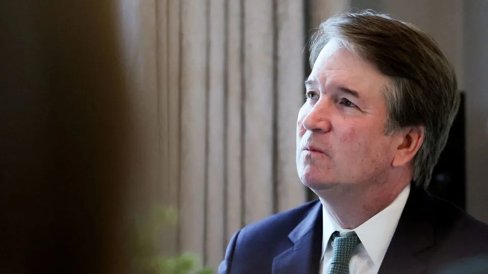 Supreme Court Justice Brett Kavanaugh listens to remarks during a visit by Irish Taoiseach Micheal Martin in Washington, DC, on March 12. - Leah Millis/Reuters