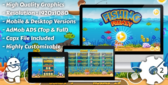 Fishing Frenzy - HTML5 Game, Mobile Version+AdMob!!! (Construct-2 CAPX) Fishing Frenzy - HTML5 Game, Mobile Version+AdMob!!! (Construct-2 CAPX)