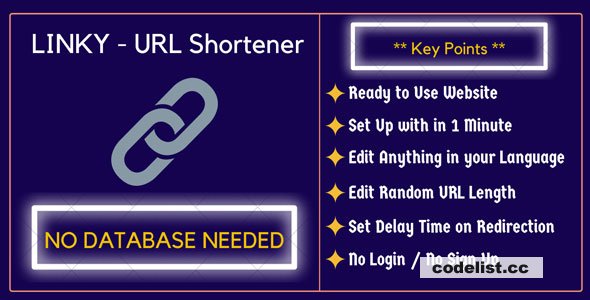 Linky v1.0 - URL Shortener Script without database