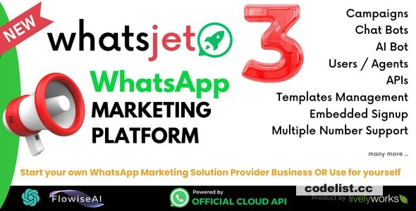 WhatsJet SaaS v3.5.5 - A WhatsApp Marketing Platform with Bulk Sending, Campaigns & Chat Bots - nulled