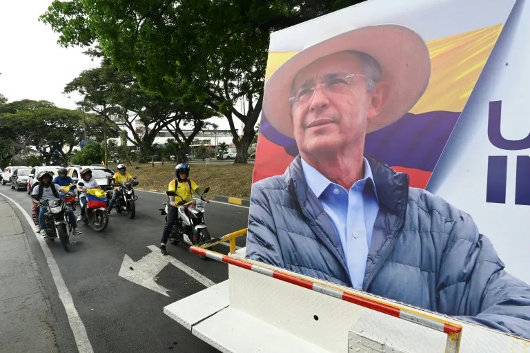 Colombian ex-pesident Alvaro Uribe remains wildly popular despite claims of rights abuses committed during his term (JOAQUIN SARMIENTO)