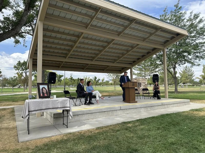 Rep. Ryan Wilcox speaks at a press conference Thursday in West Jordan, announcing the launch of an interactive data dashboard that aims to fill information gaps to prevent domestic violence. | Cassidy Wixom, KSL.com