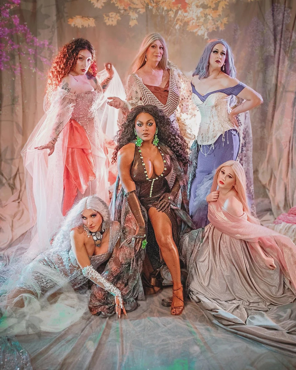 In no particular order, models Lana Moore, Zhané Wiley, Eileen Galvin, Sérah Jophiel Munroe, Margot Rozanne and Esai Aliquo posed for the "Timeless as Trees" installment of the Trans Tapestry Portrait Project.
