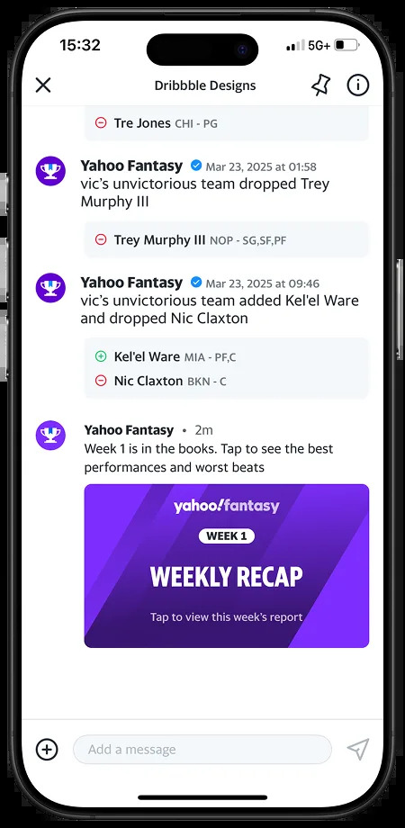 Your league's weekly recap will arrive in your league chat. (Photo by Marvin Williams/Yahoo Sports)