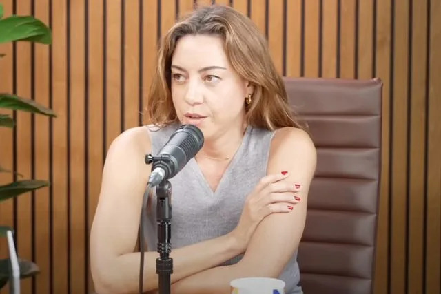 Good Hang with Amy Poehler/YouTube Aubrey Plaza on the 'Good Hang with Amy Poehler' podcast