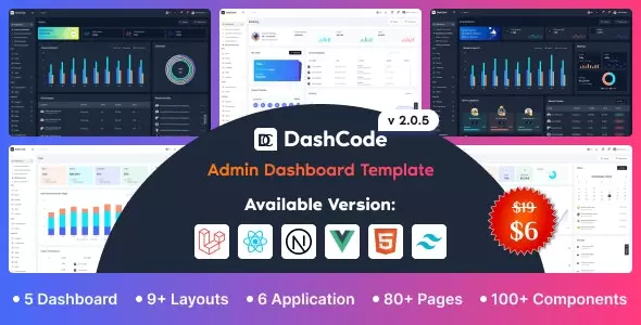 DashCode - Laravel, React, Vuejs, NextJs, HTML,Tailwind Dashboard Template v2.0.7