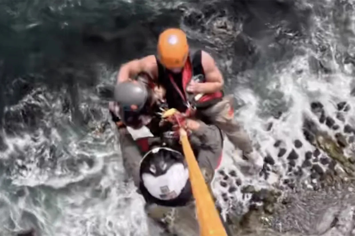 2 Hikers Trapped by 'Rising Tides' on Remote California Beach Rescued by Helicopter in Dramatic Video