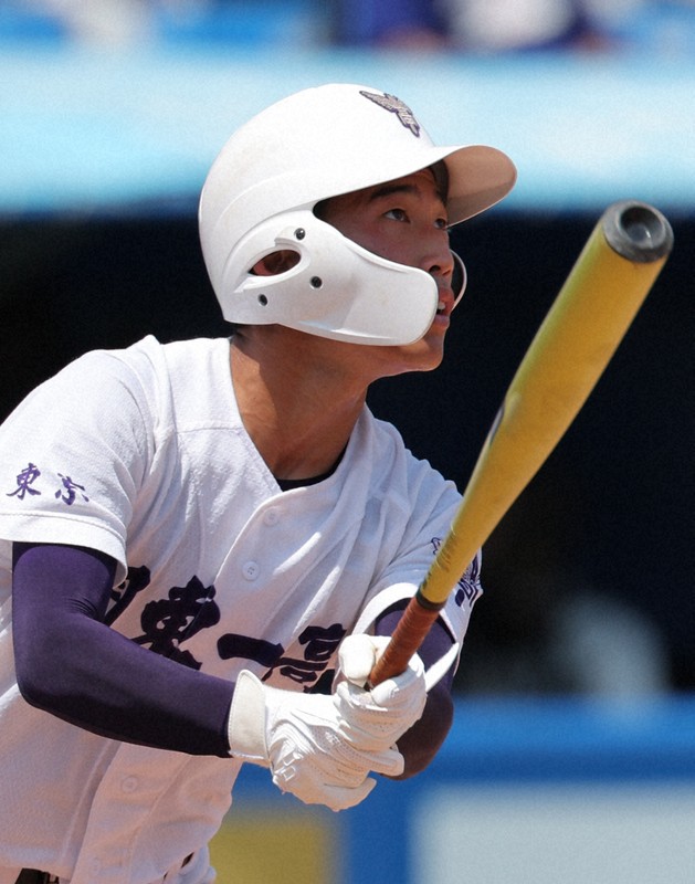 関東一の坂本慎太郎=神宮球場で2025年7月28日、後藤由耶撮影