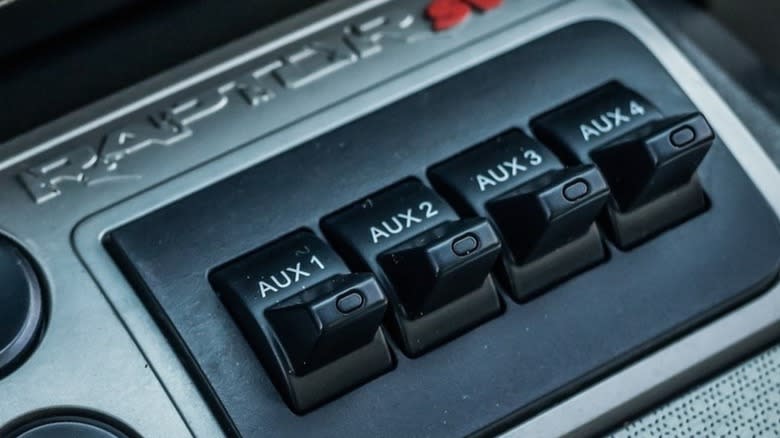 Upfitter switches in a Ford Raptor