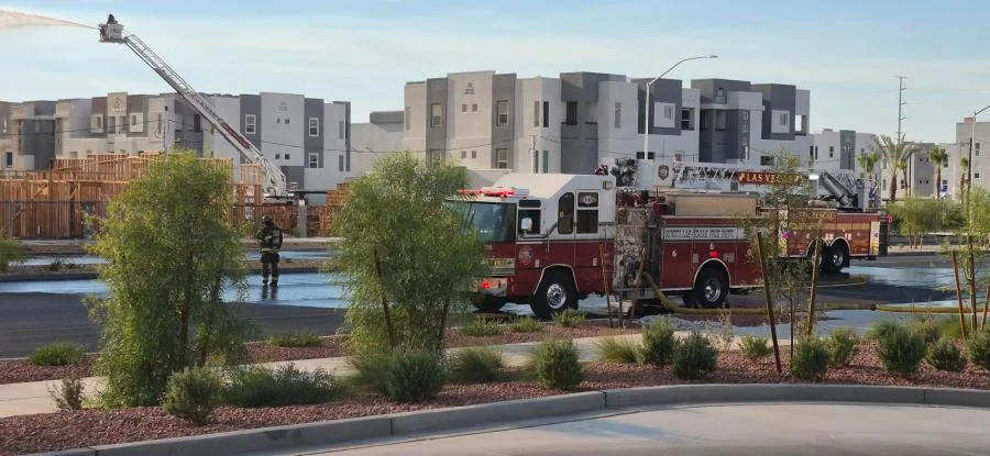 The massive fire broke out at a construction site in North Las Vegas on Aug. 5, 2025. (KLAS)