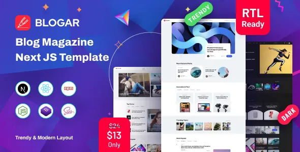 Blogar - React Nextjs Blog and React Magazine Template v1.0.3