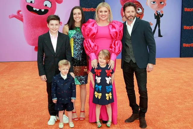 Rich Fury/Getty Kelly Clarkson and Brandon Blackstock with kids Savannah, Seth, River and Remington in 2019