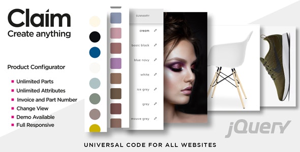 Claim v1.5 - JQuery Multi-purpose Visual Product Configurator Claim v1.5 - JQuery Multi-purpose Visual Product Configurator