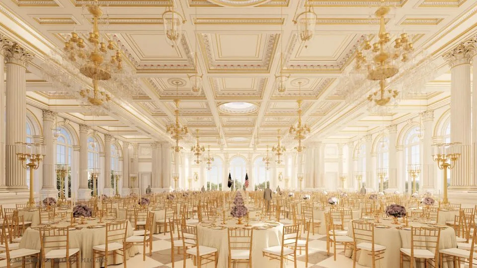 A rendering of the White House State Ballroom is seen. - McCrery Architects PLLC/The White House