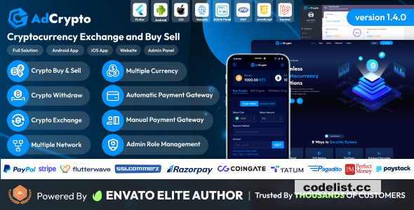 AdCrypto v1.4.0 - Cryptocurrency Exchange and Buy Sell Full Solution