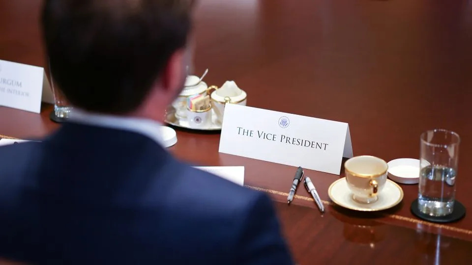 Vance during a cabinet meeting at the White House in Washington, DC, on July 8. - Aaron Schwartz/CNP/Bloomberg/Getty Images