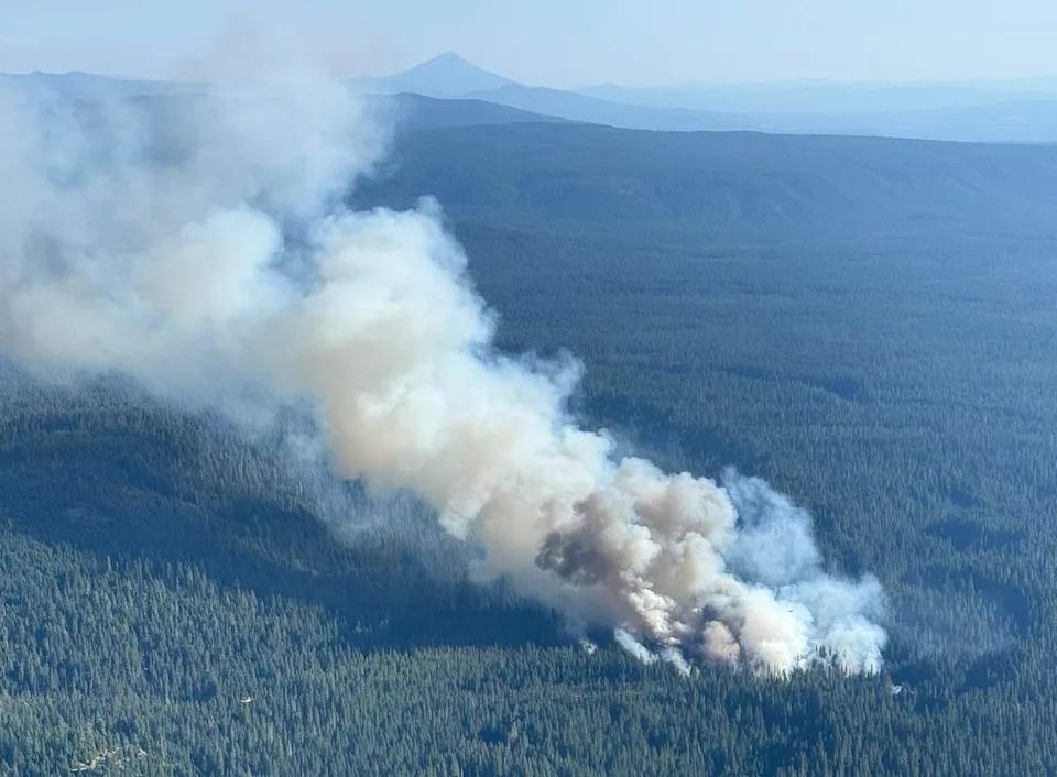 An aerial view of the Scenic Fire on Aug. 12.