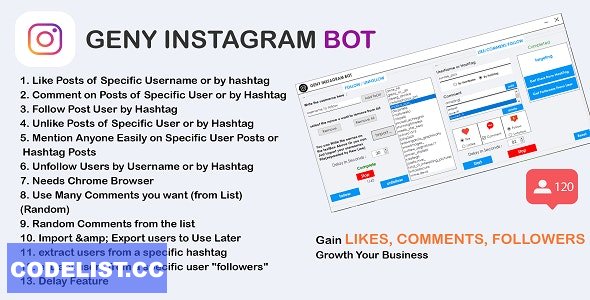 GENY instagram bot v4.0.1 - Gain More Instagram Followers, Increase your Followers Now