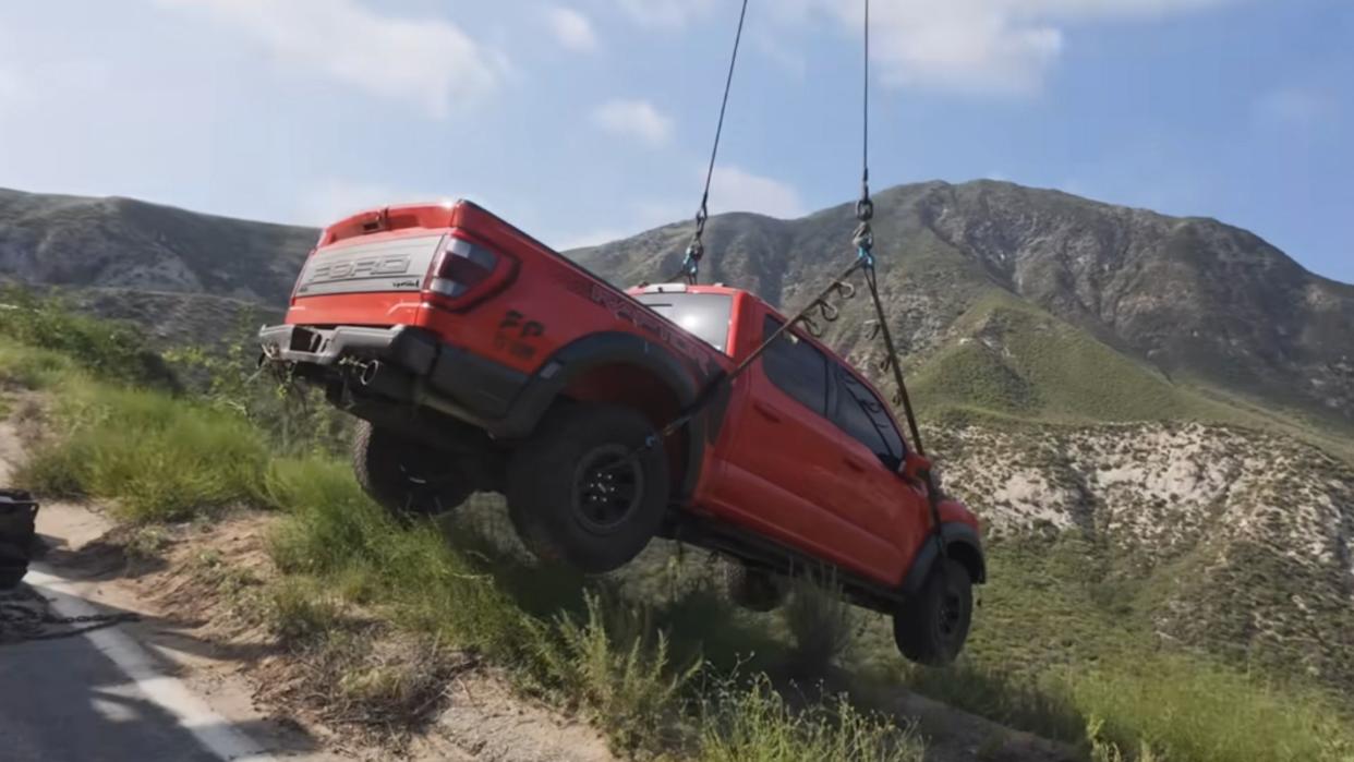 Ford Raptor Goes Off Mountainside, Suffers Zero Damage