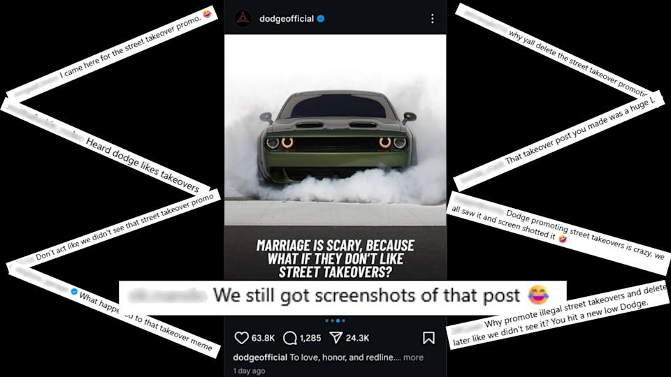 Dodge Endorses Street Takeovers In Deleted Instagram Post
