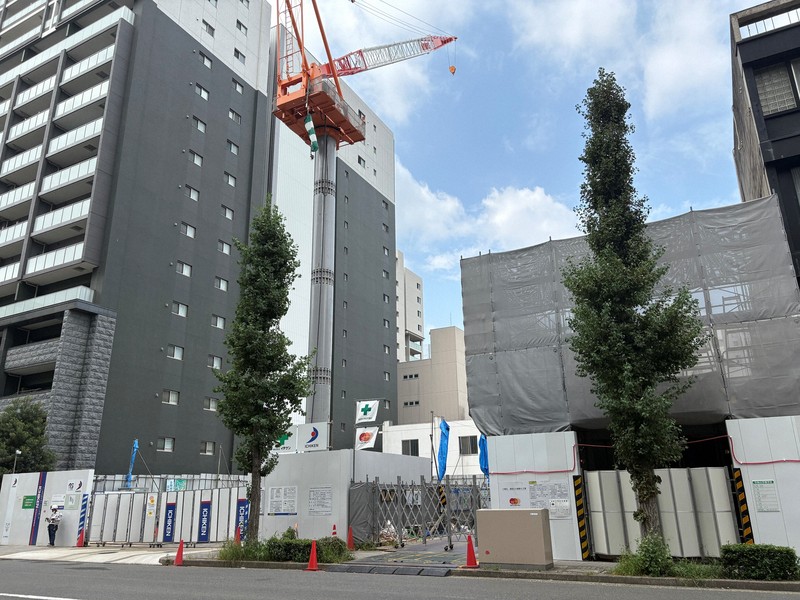不発弾が相次いで見つかった工事現場＝名古屋市中区丸の内2で2025年8月5日午前9時46分、酒井志帆撮影