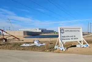  A three-story concrete building is shown being built on Nov. 12, 2024, at the Applied Digital site west of Ellendale, North Dakota. (Photo by Jeff Beach/North Dakota Monitor)