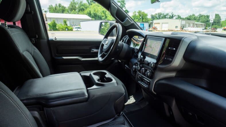 The interior of the 2025 Ram 1500 Warlock facing the driver's door from the passenger's side