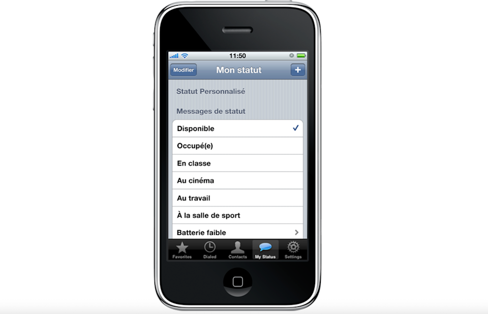 L'interface de WhatsApp début 2009 (Crédit : blog.whatsapp.com)