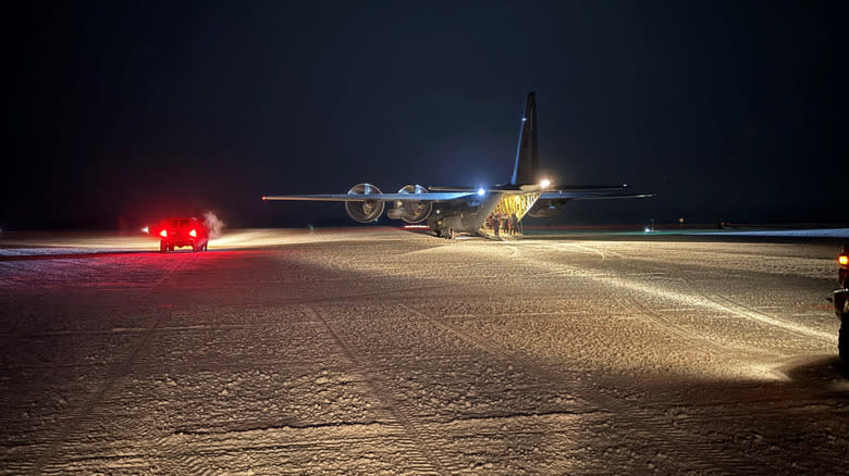 The C-130J Hercules on the ground in Antarctica