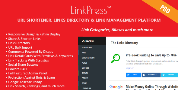 LinkPress Pro - Advanced URL Shortener, Links Directory & Link Management Platform LinkPress Pro - Advanced URL Shortener, Links Directory & Link Management Platform