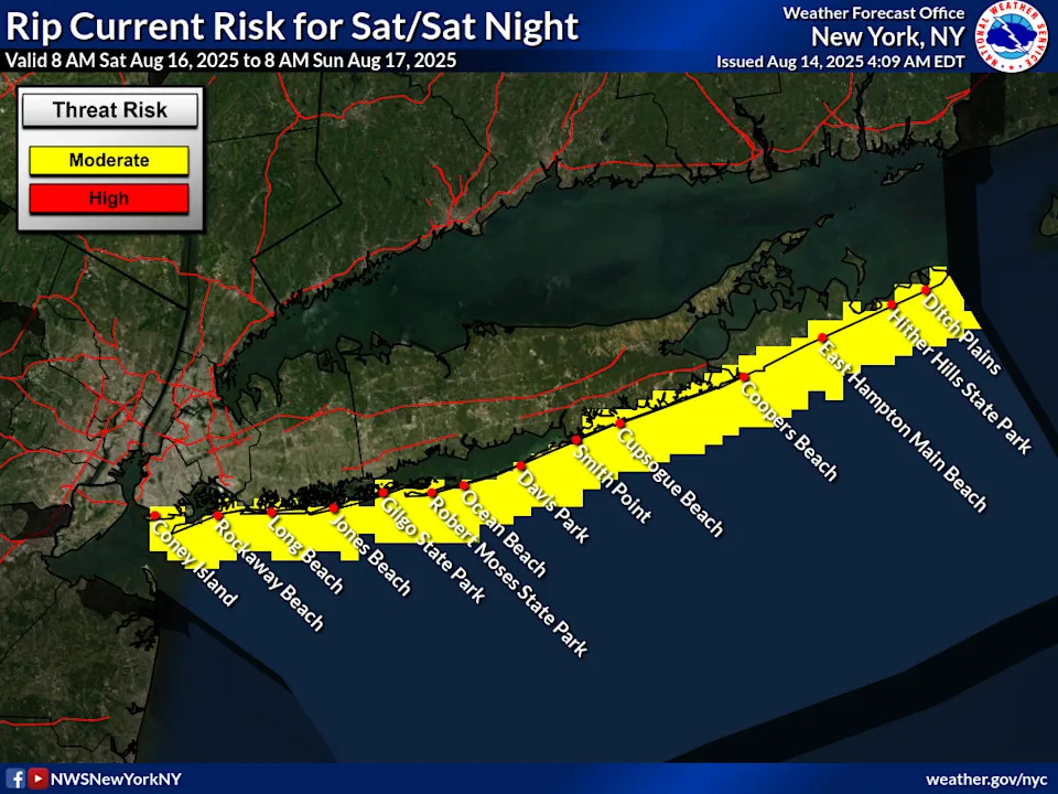 Will Tropical Storm Erin hit New York? What to know about potential impact to rip currents