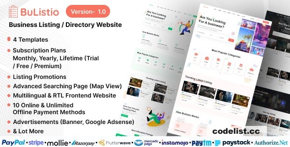 Bulistio v1.0 - Business Listing / Directory Website (Subscription Based)