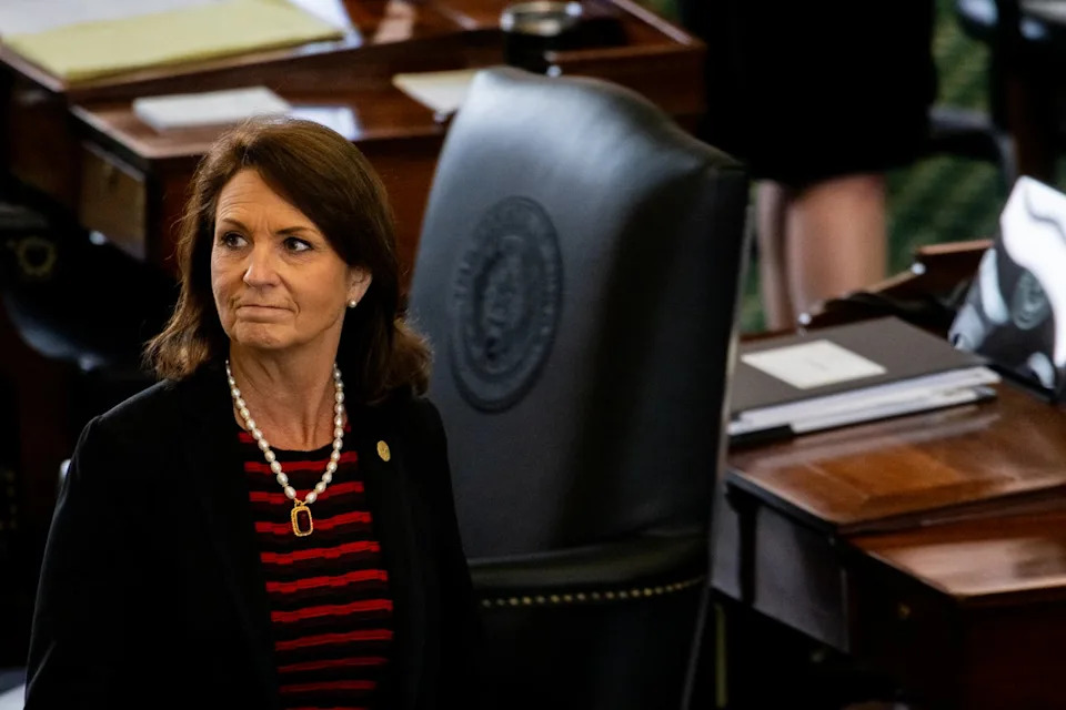 Texas state Senator Angela Paxton (pictured) is now estranged from her husband, Ken Paxton. She filed for divorce earlier this month (Getty Images)