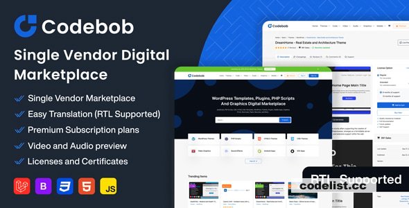 Codebob v1.1 - Single-Vendor Digital Marketplace - nulled