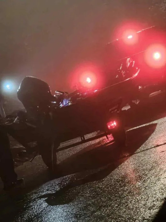 Russell County Search and Rescue wrote on Facebook that team members helped three men out of the water after their boat capsized in the Cumberland River. (Russell County Search and Rescue)