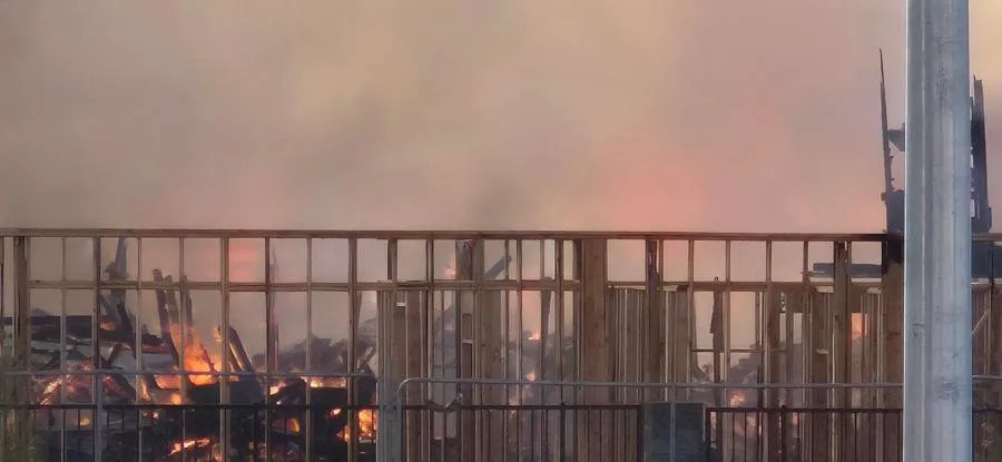 The massive fire broke out at a construction site in North Las Vegas on Aug. 5, 2025. (KLAS)