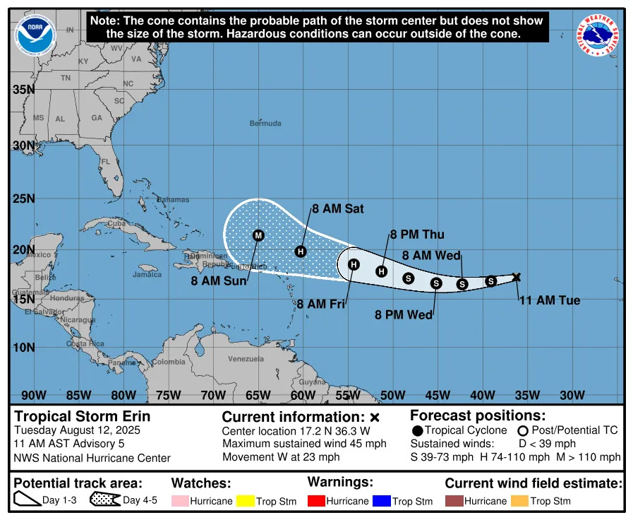 Tropical Storm Erin expected to become Cat 3 hurricane. Will it reach Texas?
