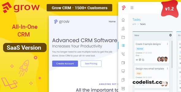 Grow CRM SaaS v1.2 - Laravel Project Management - Multitenancy