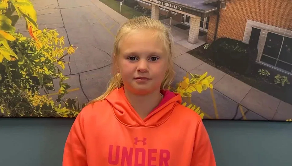 Incoming Suamico Elementary second-grader Hazel tells a reporter about first grade.